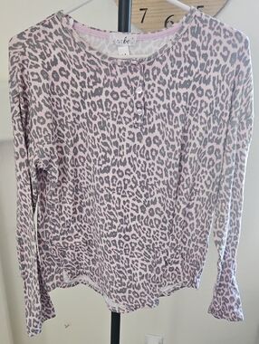 Just Be Pink Leopard Print Long Sleeve Pajama Top